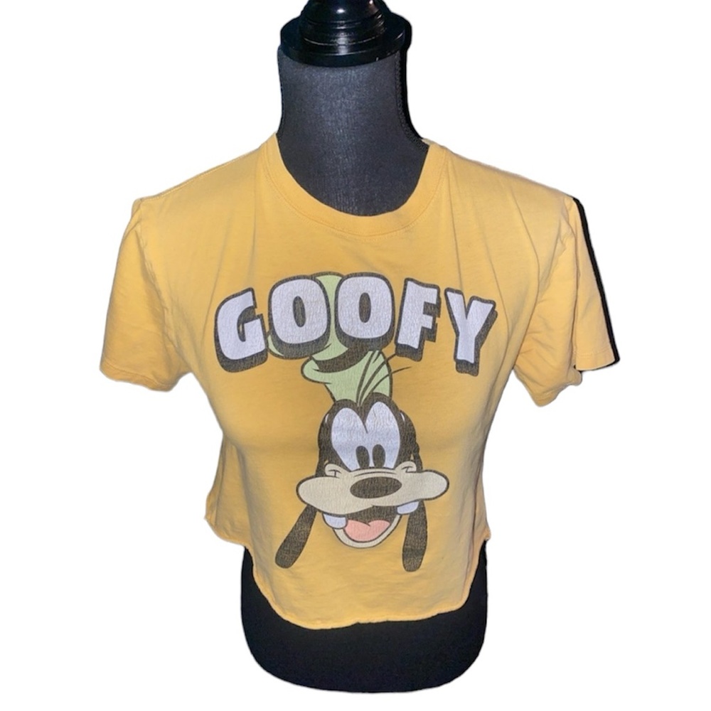 Women’s DISNEY “GOOFY” Yellow Crop Tee, Size XS